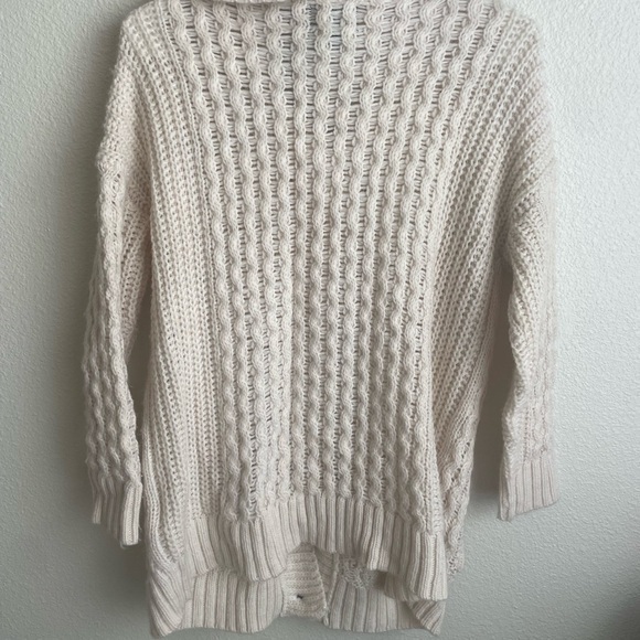 American Eagle Outfitters Cable Knit Cardigan Shawl Collar Pockets Cream XS/S‎ - Picture 5 of 10